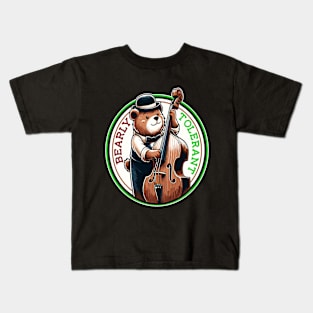 Bass Playing Bear, Gentleman Musician Kids T-Shirt